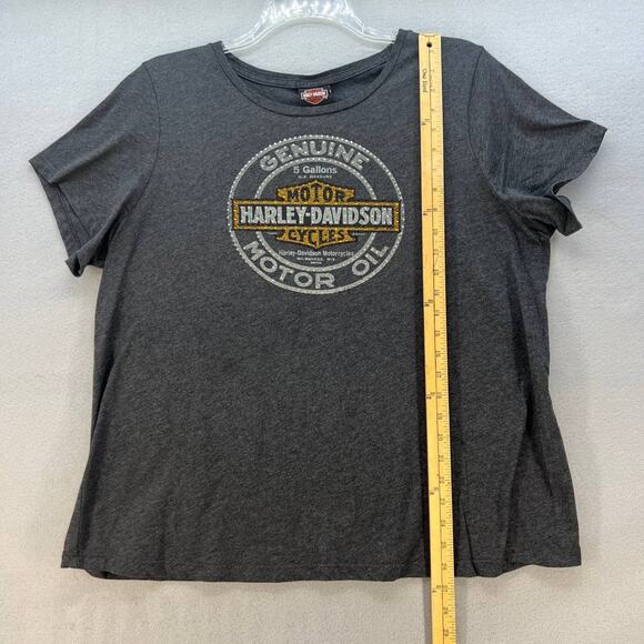 Harley Davidson Women's T Shirt Size 2XL Genuine Motor Oil Logo Studded - Picture 9 of 11